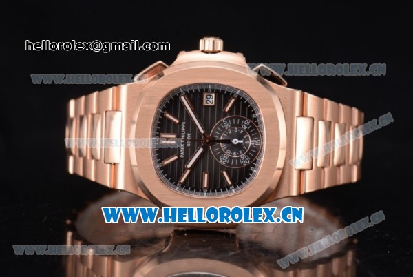 Patek Philippe Nautilus Clone PP 315 Automatic Rose Gold Case/Bracelet with Black Dial (BP) - Click Image to Close